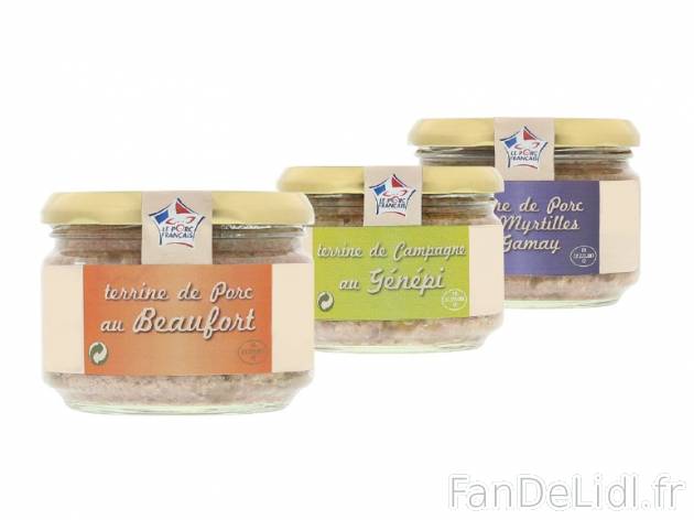 Assortiment de 3 terrines savoyardes , prezzo 1.99 € per 540 g, 1 kg = 3,69 € ...