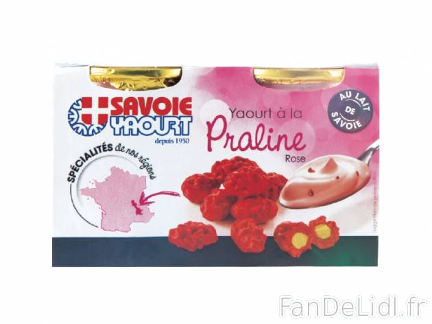 2 yaourts de Savoie à la praline rose , prezzo 1.39 € per 250 g, 1 kg = 5,56 ...