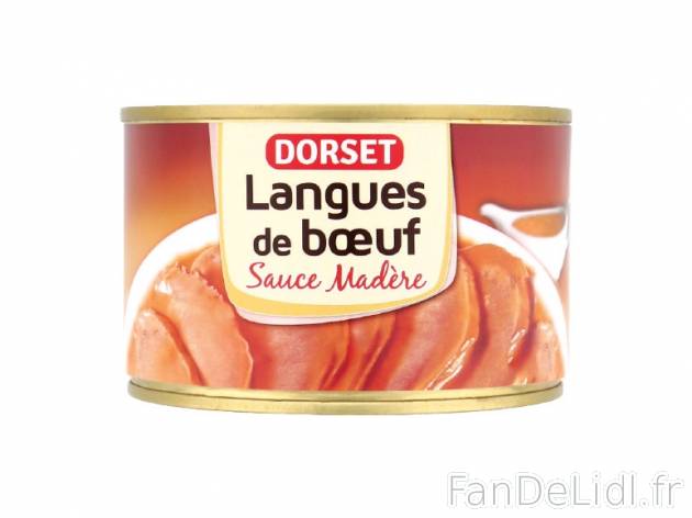 Langues de bœuf sauce Madère , prezzo 2.99 € per 410 g, 1 kg = 7,29 € EUR.