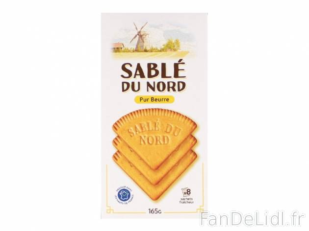 Sablés du Nord pur beurre , prezzo 0.99 € per 165 g, 1 kg = 6,00 € EUR.