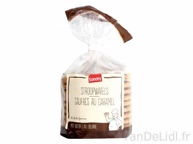 10 gaufres fourrées au caramel et au beurre , prezzo 1.49 € per 400 g, 1 kg = ...