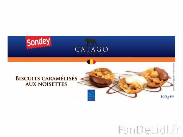 Biscuits caramélisés aux noisettes , prezzo 1.69 € per 100 g, 1 kg = 16,90 € EUR.