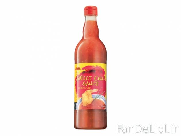 Sauce chili , prezzo 1.29 € per 70 cl, 1 L = 1,84 € EUR.