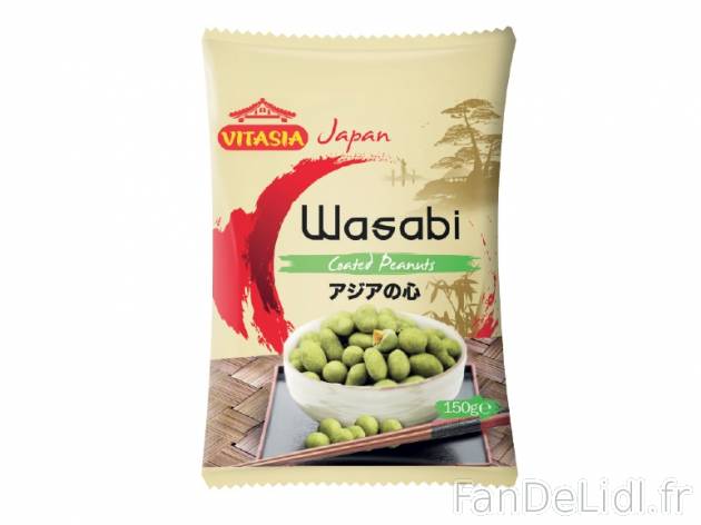 Cacahuètes enrobage croustillant au wasabi , prezzo 0.89 € per 150 g, 1 kg = ...