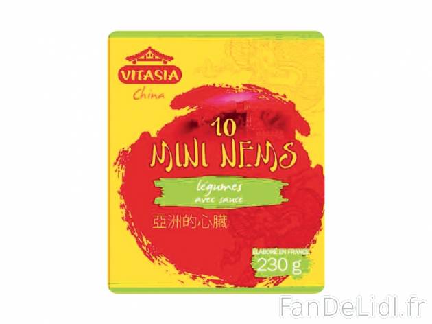 10 mini nems aux légumes , prezzo 1.99 € per 230 g, 1 kg = 8,65 € EUR. 
- ...