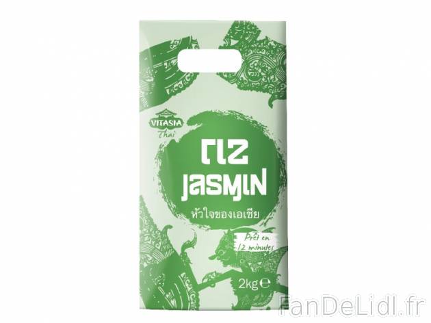 Riz jasmin , prezzo 3.29 € per Le sac de 2 kg, 1 kg = 1,65 € EUR.
