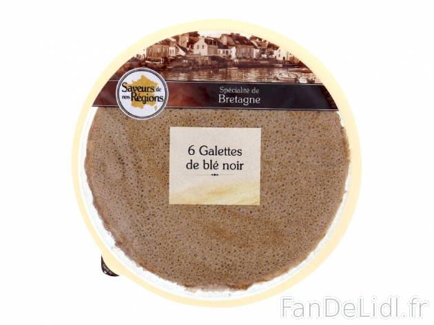 6 galettes de blé noir , prezzo 1.99 € per 360 g, 1 kg = 5,53 € EUR. 
- Fabriquées ...