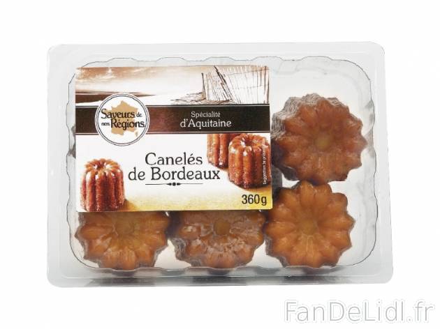 6 canelés de Bordeaux , prezzo 2.49 &#8364; per 360 g, 1 kg = 6,92 € EUR.