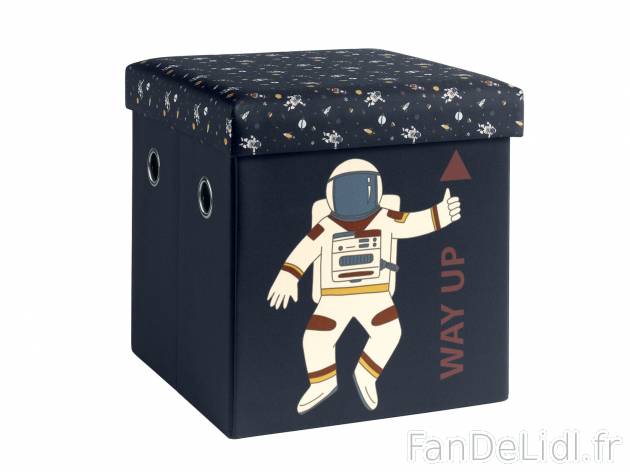 Pouf-coffre astronaute , le prix 8.99 € 
- Env. 42 L
- 110 kg max.
- Assise ...