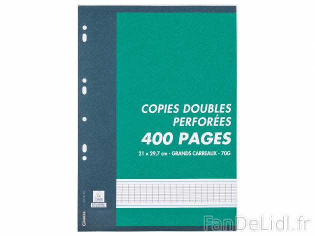 Copies doubles perforées ou feuilles simples , le prix 1.49 € 
- 400 pages
- ...