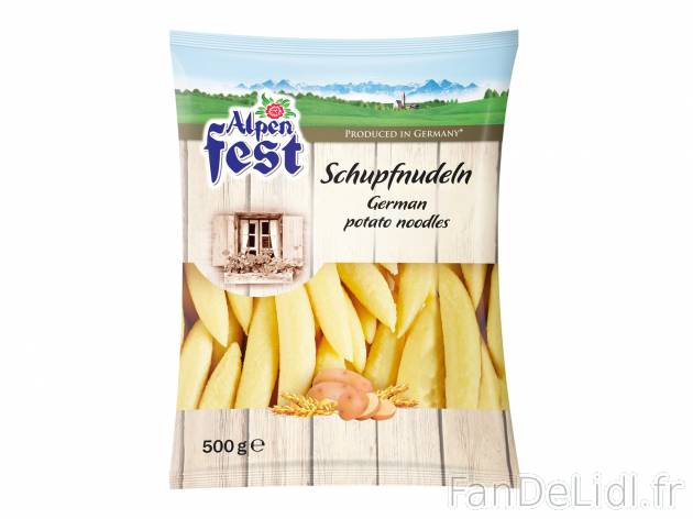 Spécialité de pâtes fraîches allemandes chez , le prix 1.39 € 
- Variétés ...