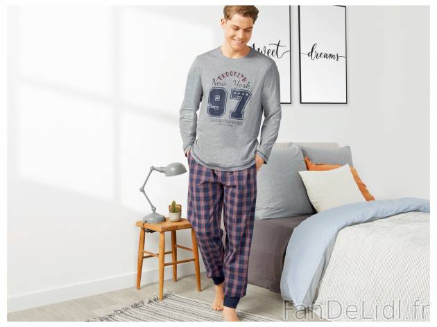 Pyjama homme , le prix 9.99 € 
- Du S au XL selon modèle.
- Ex. Haut 60 % coton ...