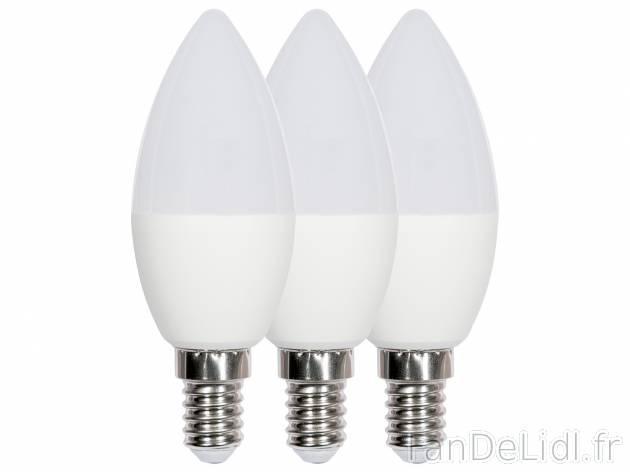 Ampoules LED , le prix 2.99 &#8364; 
- Lot de 3
- E14 : light 6 W (&eacute;quivalent ...