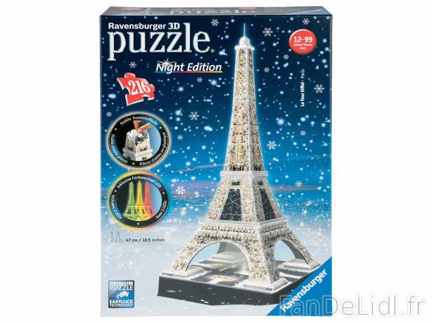 Puzzle 3D lumineux , le prix 17.99 &#8364; 
- Pi&egrave;ces de puzzle num&eacute;rot&eacute;es ...