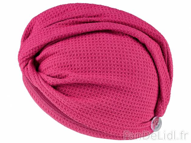 Serviette-turban en éponge , le prix 3.99 € 
- Microfibre
- 4 coloris au choix
Caractéristiques

- ...