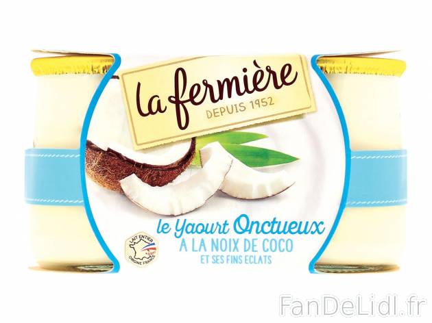 Yaourts coco , prezzo 1.99 € per 2 x 150 g 
-  Lait origine France
-  Pots en verre !