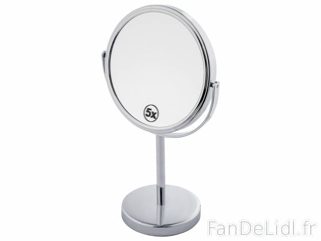 Miroir grossissant , le prix 6.99 € 
- Pivotant à 360°
- Une face grossissante ...