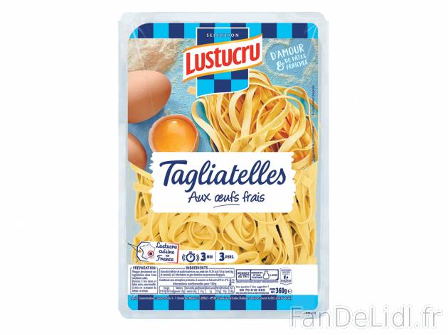 Lustucru Tagliatelles , le prix 1.01 € 
- Le paquet de 360 g : 1,35 € (1 kg ...