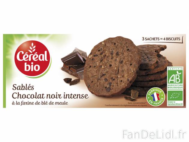 Céréal Bio sablé chocolat noir intense chez , le prix 0.95 € 
- Le paquet ...