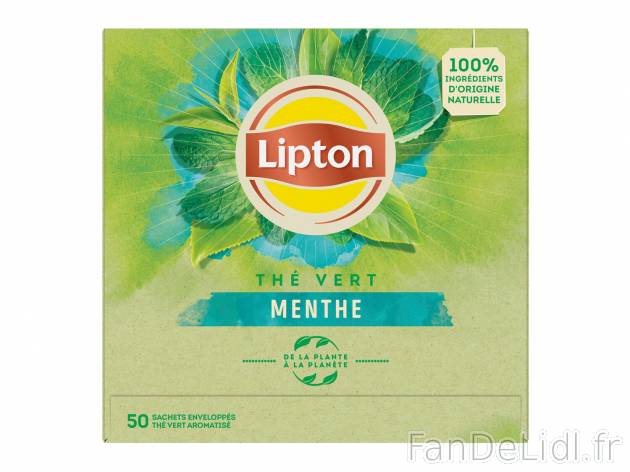 Lipton thé vert menthe , le prix 1.73 €  
-  50 sachets