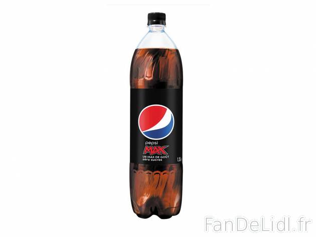 Pepsi cola max , le prix 0.82 € 
- La bouteille de 1,5 L : 0,98 € (1 L = 0,65 ...