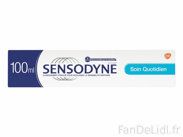 Sensodyne dentifrice soin quotidien , le prix 2.58 € 
- Le tube de 100 ml : 3,69 ...