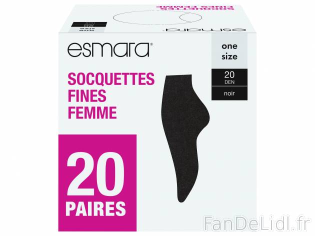 Socquettes fines femme , le prix 5.99 € 
- Taille unique.
- Ex. 100 % polyamide
- ...
