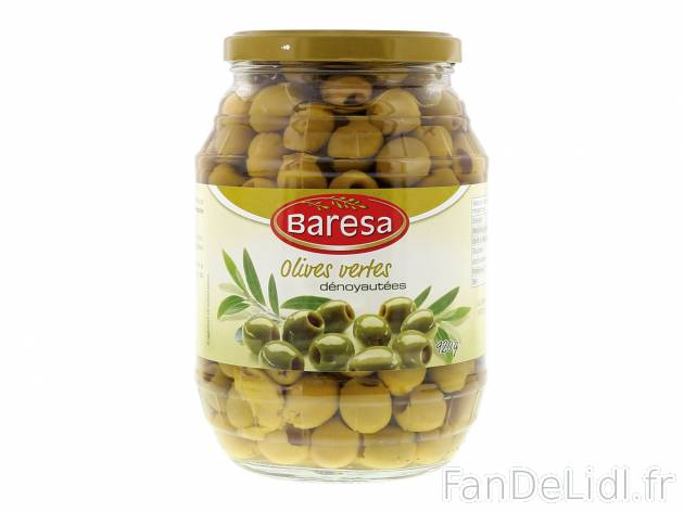 Olives vertes dénoyautées , le prix 1.79 €