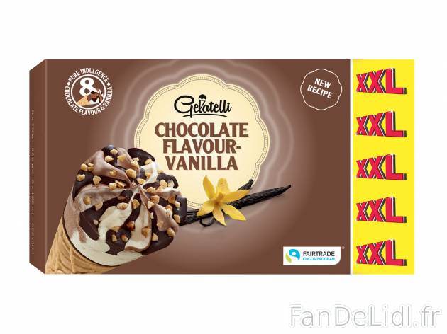 8 cônes chocolat saveur vanille , le prix 1.59 € 
- Prix normal 456 g : 1,59 ...