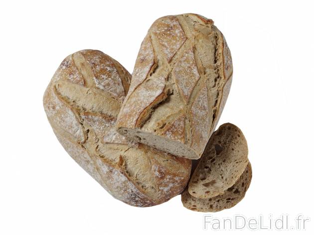 Pain rustique , le prix 1.39 € 
- Le pain de 550 g : 1,85 € (1 kg = 3,36 €)
- ...
