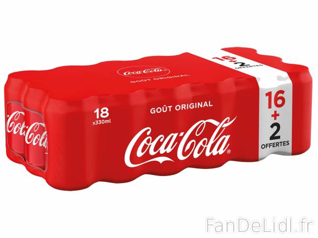 Coca-Cola Regular , le prix 7.55 €  
-  16 canettes + 2 OFFERTES