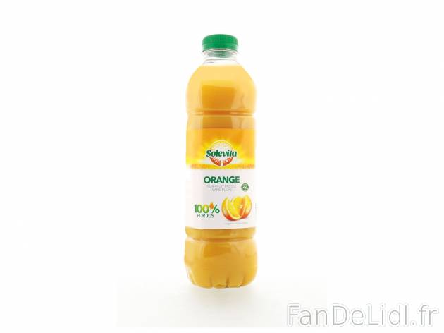 Pur Jus d’orange du Brésil sans pulpe , le prix 1.06 € 
- La bouteille de ...