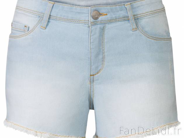 Short en jean , le prix 6.99 € 
- Du 36 au 48 selon modèle
- Ex. 98 % coton ...