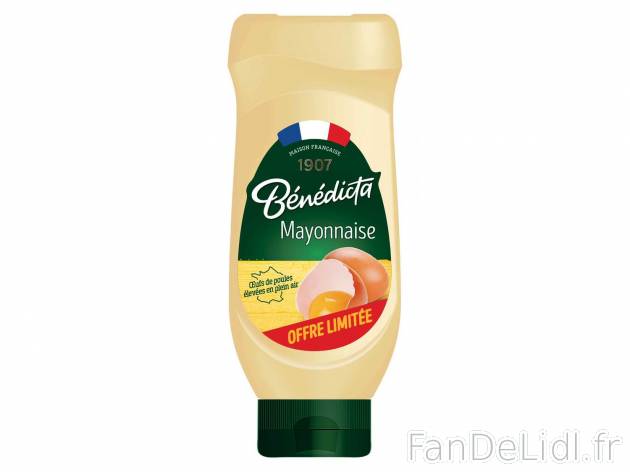 Bénédicta mayonnaise , le prix 1.88 € 
- Le produit de 585 g : 2,69 € (1 ...