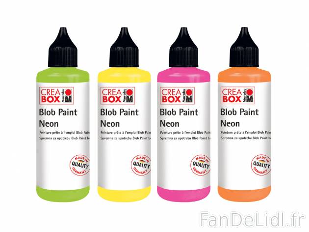 Peinture Blob Paint , le prix 9.99 € 
- Env. 90 ml
- Lot de 4
- Autres modèles ...
