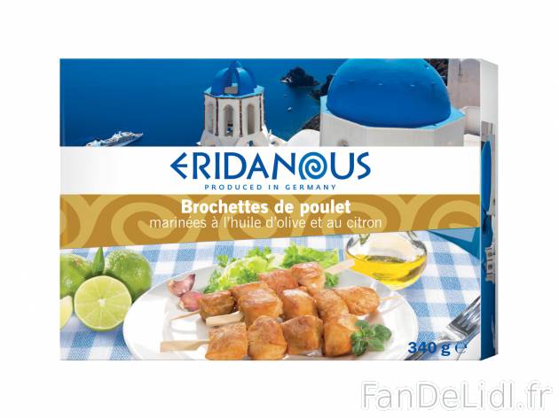 Brochettes de poulet marinées1 , prezzo 2.99 € per 340 g 
-  Inédit chez Lidl  