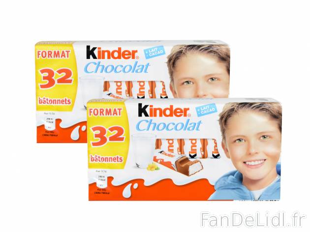 Kinder Chocolat1 , prezzo 7.09 € per Soit le lot de 2 x 400 g au choix 
- Soit ...