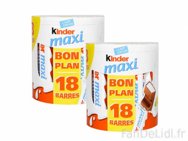Kinder Maxi1 , prezzo 6.30 € per Soit le lot de 2 x 378 g 
- Soit le lot de 2 ...