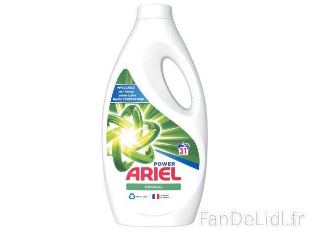 Ariel lessive liquide , le prix 6.45 €  
-  31 lavages !