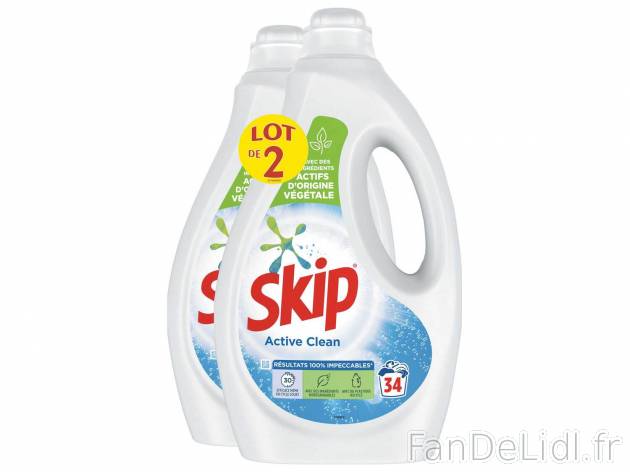 Skip lessive liquide Active Clean , le prix 8.98 €  
-  Le lot de 2
-  68 lavages