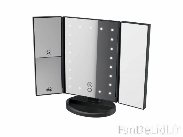 Miroir cosmétique LED , le prix 14.99 € 
- Surface du miroir : gauche (x2/x5) ...