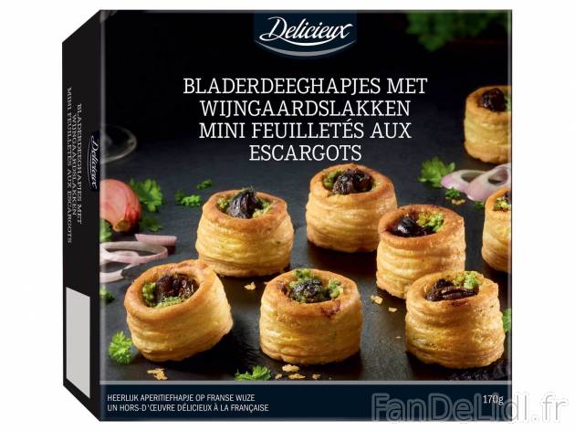 16 mini feuilletés aux escargots , le prix 2.99 &#8364; 
- Farce au beurre, ...