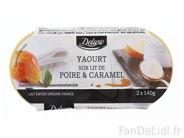 2 yaourts sur lit de fruits , le prix 1.79 &#8364; 
- Au choix : poire et caramel ...