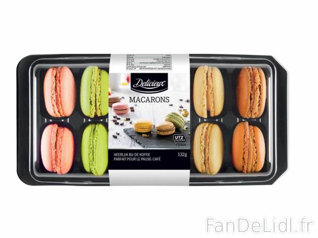 12 macarons , le prix 3.49 &#8364; 
- Assortiment de 6 parfums : vanille, caf&eacute;, ...