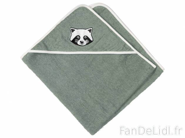 Cape de bain en coton bio bébé , le prix 6.99 € 
- Env. 75 x 75 cm
Caractéristiques

- ...