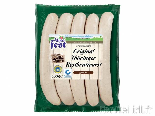 Original Thüringer Rostbratwurst IGP1 , prezzo 2.79 € per 500 g 
- 5 saucisses ...