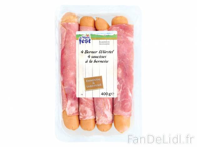 4 saucisses à la bernoise1 , prezzo 2.39 € per 265/400 g au choix 
- Au choix ...