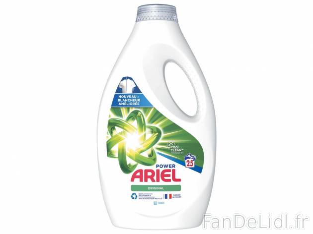 Ariel lessive liquide , le prix 5.97 €  
-  25 lavages !