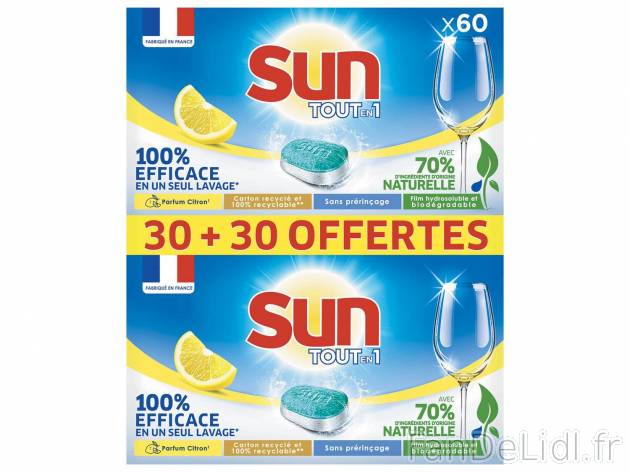 Sun Tabs tout en 1 , le prix 5.95 € 
- 30 tablettes + 30 OFFERTES
- Au choix ...