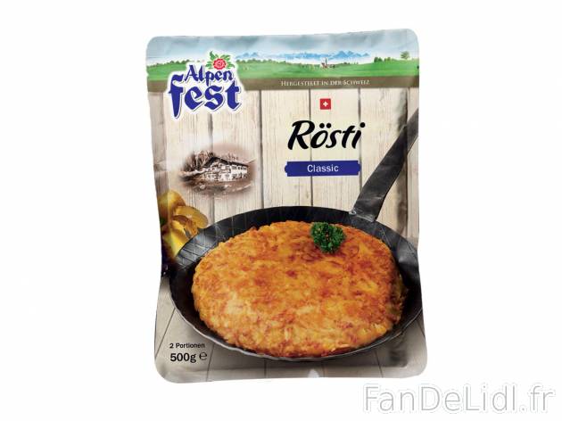 Rösti1 , prezzo 1.99 € per 500 g 
- Ces délicieuses galettes de pommes de terre ...